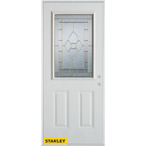 Traditional Patina 1/2 Lite 2-Panel White 32 In. x 80 In. Steel Entry Door - Left Inswing