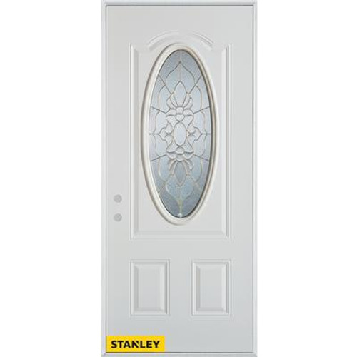 Traditional Patina 3/4 Oval Lite 2-Panel White 32 In. x 80 In. Steel Entry Door - Right Inswing