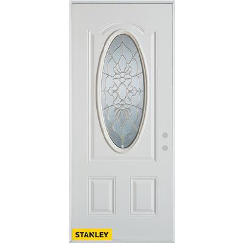 Traditional Patina 3/4 Oval Lite 2-Panel White 34 In. x 80 In. Steel Entry Door - Left Inswing