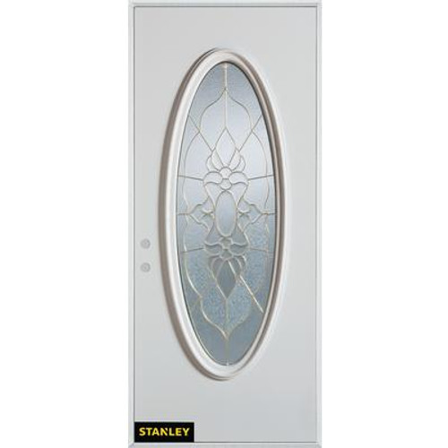 Traditional Zinc Oval Lite White 36 In. x 80 In. Steel Entry Door - Right Inswing