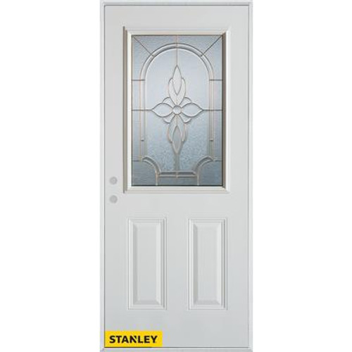 Traditional Patina 1/2 Lite 2-Panel White 32 In. x 80 In. Steel Entry Door - Right Inswing