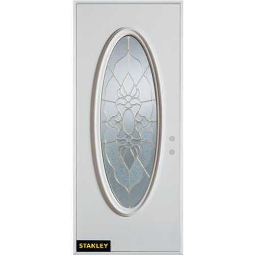 Traditional Oval Lite White 36 In. x 80 In. Steel Entry Door - Left Inswing