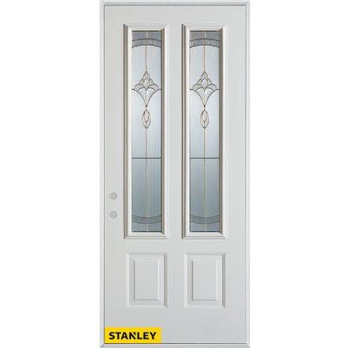 Traditional Patina 2-Lite 2-Panel White 34 In. x 80 In. Steel Entry Door - Right Inswing