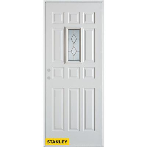 Geometric Patina 12-Panel White 36 In. x 80 In. Steel Entry Door - Right Inswing