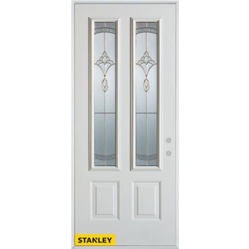 Traditional Patina 2-Lite 2-Panel White 32 In. x 80 In. Steel Entry Door - Left Inswing