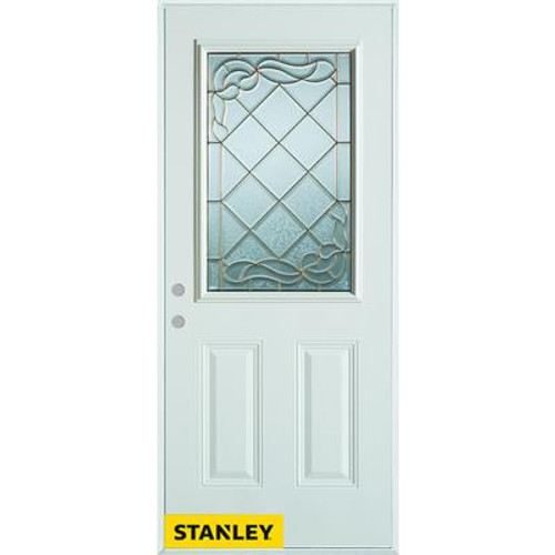 Art Deco Zinc 1/2 Lite 2-Panel White 32 In. x 80 In. Steel Entry Door - Right Inswing