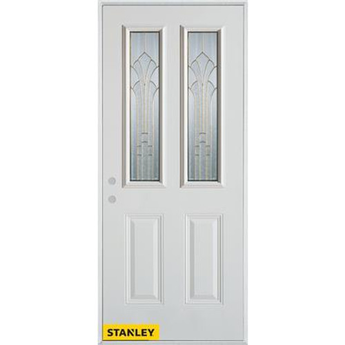 Art Deco Zinc 2-Lite 2-Panel White 36 In. x 80 In. Steel Entry Door - Right Inswing