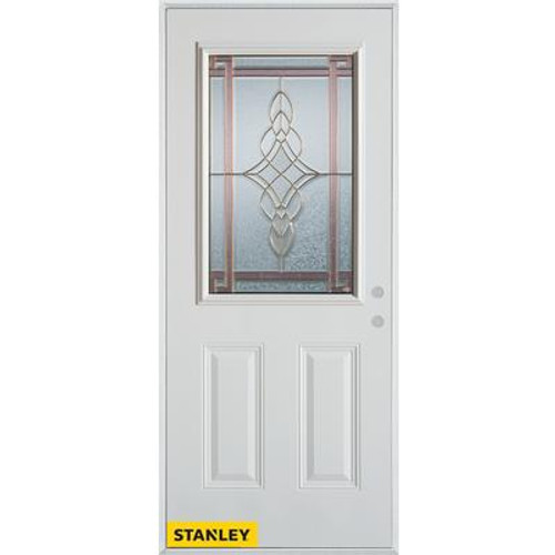 Art Deco Patina 1/2 Lite 2-Panel White 36 In. x 80 In. Steel Entry Door - Left Inswing