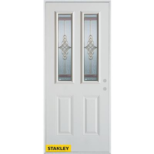 Art Deco 2-Lite 2-Panel White 36 In. x 80 In. Steel Entry Door - Left Inswing