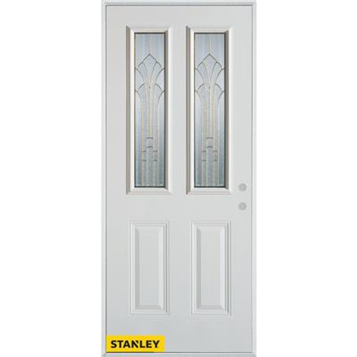 Art Deco Zinc 2-Lite 2-Panel White 36 In. x 80 In. Steel Entry Door - Left Inswing