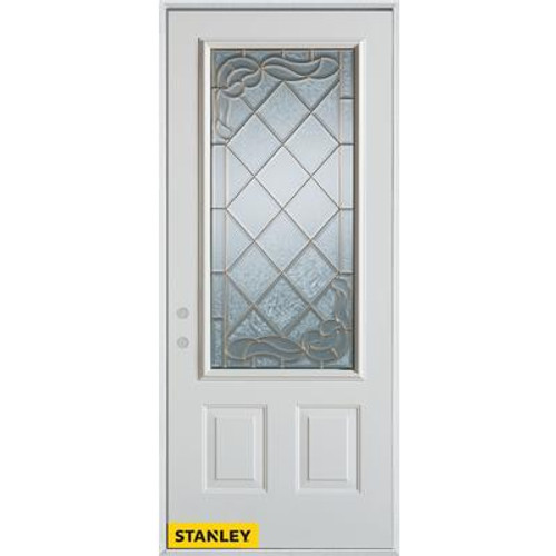 Art Deco Zinc 3/4 Lite 2-Panel White 32 In. x 80 In. Steel Entry Door - Right Inswing