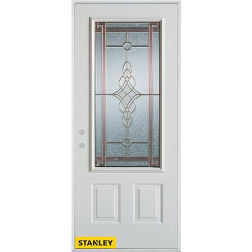 Art Deco Patina 3/4 Lite 2-Panel White 34 In. x 80 In. Steel Entry Door - Right Inswing