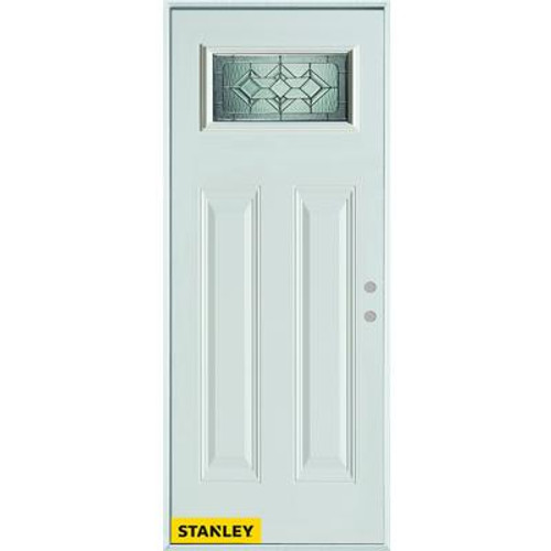 Neo-Deco Zinc Rectangular Lite 2-Panel White 36 In. x 80 In. Steel Entry Door - Left Inswing