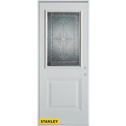 Neo-Deco Zinc 1/2 Lite 1-Panel White 32 In. x 80 In. Steel Entry Door - Left Inswing