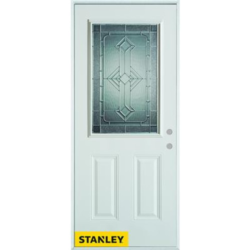Neo-Deco Zinc 1/2 Lite 2-Panel White 32 In. x 80 In. Steel Entry Door - Left Inswing