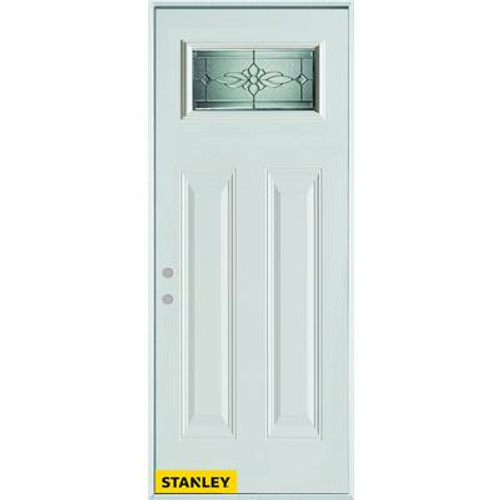 Victoria Classic Zinc Rectangular Lite 2-Panel White 32 In. x 80 In. Steel Entry Door - Right Inswing