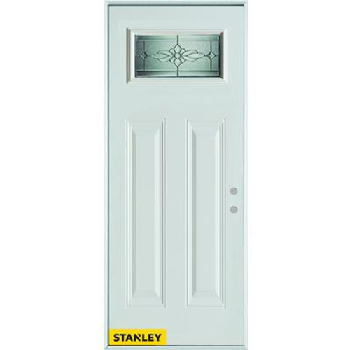 Victoria Classic Zinc Rectangular Lite 2-Panel White 34 In. x 80 In. Steel Entry Door - Left Inswing