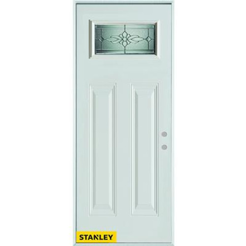 Victoria Classic Zinc Rectangular Lite 2-Panel White 36 In. x 80 In. Steel Entry Door - Left Inswing