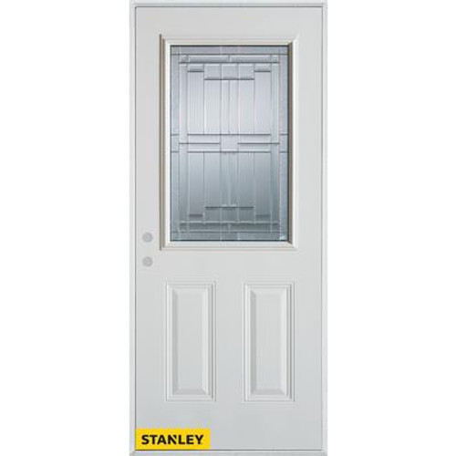 Architectural Zinc 1/2 Lite 2-Panel White 32 In. x 80 In. Steel Entry Door - Right Inswing