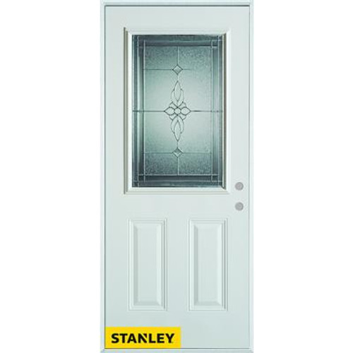 Victoria Classic Zinc 1/2 Lite 2-Panel White 32 In. x 80 In. Steel Entry Door - Left Inswing