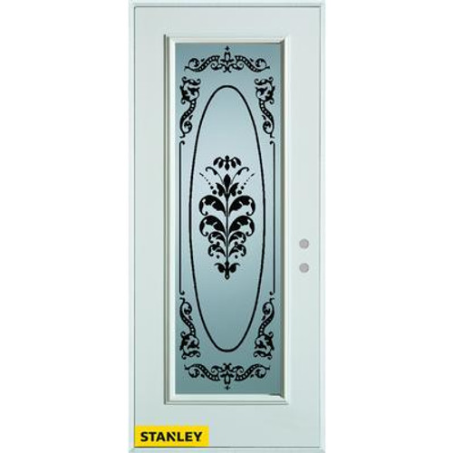 Silkscreened Full Lite White 32 In. x 80 In. Steel Entry Door - Left Inswing