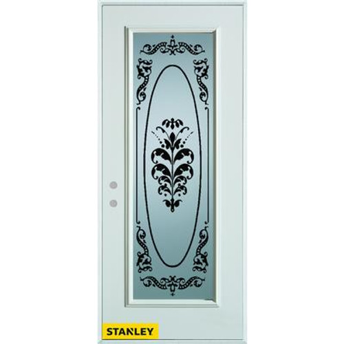 Silkscreened Full Lite White 36 In. x 80 In. Steel Entry Door - Right Inswing
