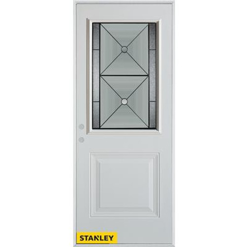 Bellochio Patina 1/2 Lite 1-Panel White 34 In. x 80 In. Steel Entry Door - Right Inswing