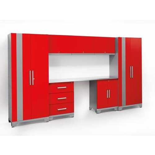 NewAge Products Performance Series 11 Feet 8 Pc Cabinet Set Metal Cabinet Set in Red