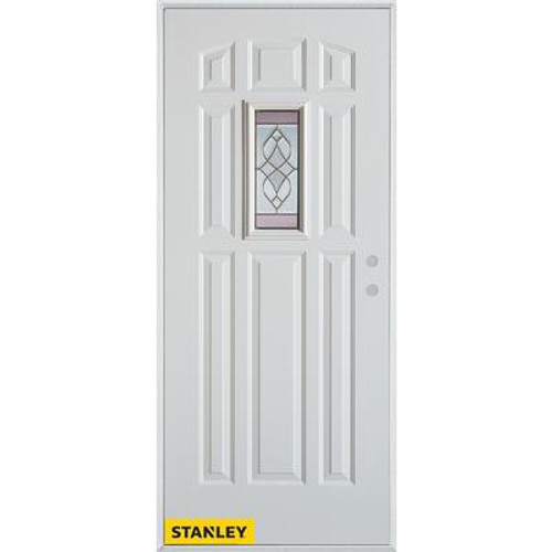 Art Deco Patina Rectangular Lite 8-Panel White 36 In. x 80 In. Steel Entry Door - Left Inswing