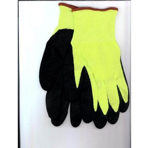 Hi Vis Latex Dipped Polyester Fitted Work Glove - Size M/9