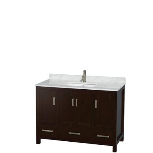 Sheffield 48 In. Vanity in Espresso with Marble Vanity Top in Carrara White