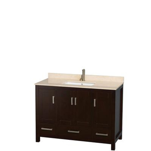 Sheffield 48 In. Vanity in Espresso with Marble Vanity Top in Ivory