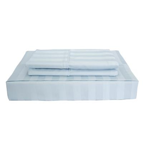 310TC Bamboo Stripe Sheet Set; Blue; Queen