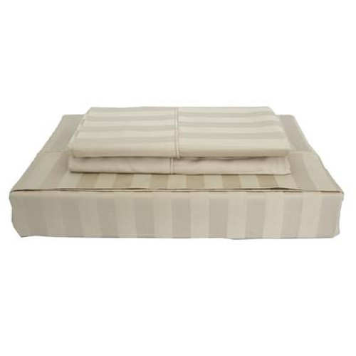 310TC Bamboo Stripe Sheet Set; Taupe; Twin