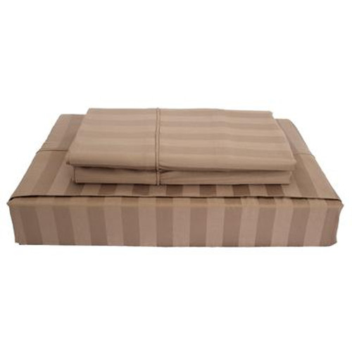 310TC Bamboo Stripe Sheet Set; Mink; Twin