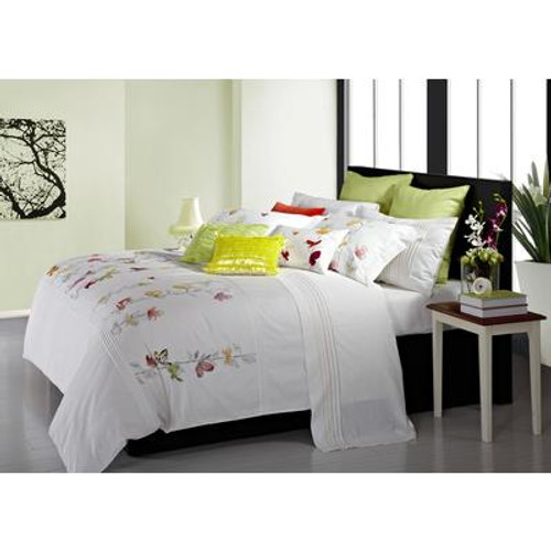 Spring Meadow Embroidered Duvet Cover Set; King