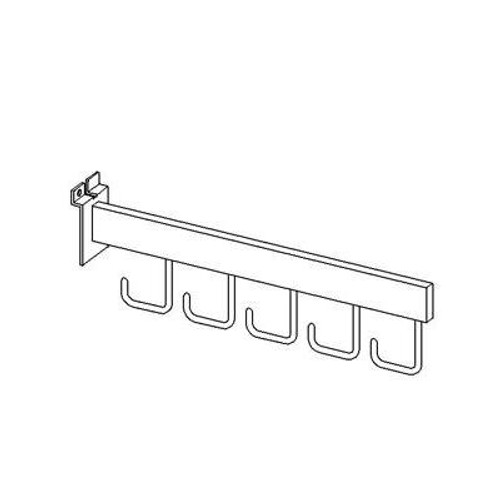 Slotwall Accessory #2809 Chrome 16 Inch Cascading Bar With 5 Hooks