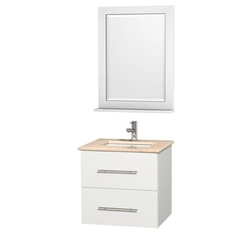 Centra 24 In. Vanity in White with Marble Vanity Top in Ivory and Undermount Sink