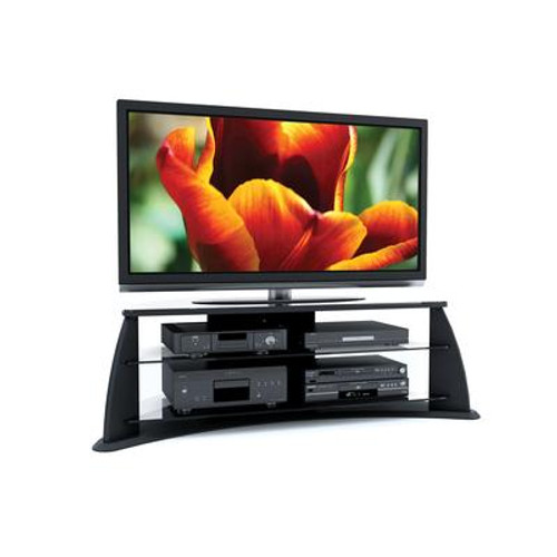 FP-5000 Florence 51'' Midnight Black TV Stand with Glass Shelves