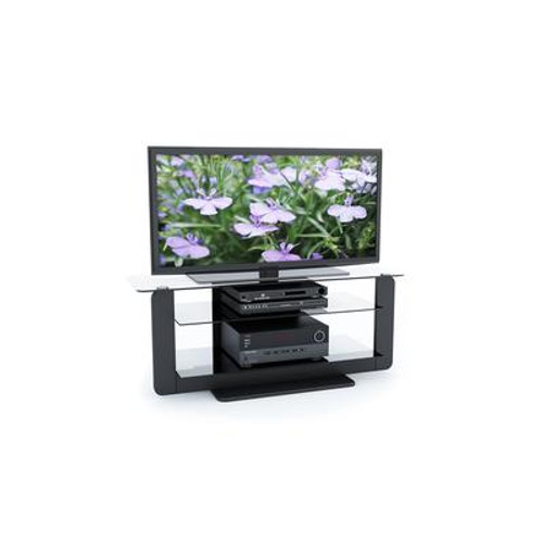 T-201-TAT Atlantic 52'' Midnight Black TV Stand with Glass Shelves