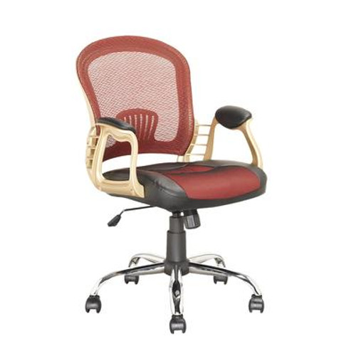 LOF-258-O Executive Office Chair in Black Leatherette and Red Mesh