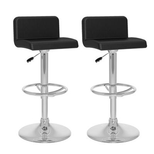 B-307-UPD Low Back Adjustable Bar Stool in Black Leatherette; set of 2