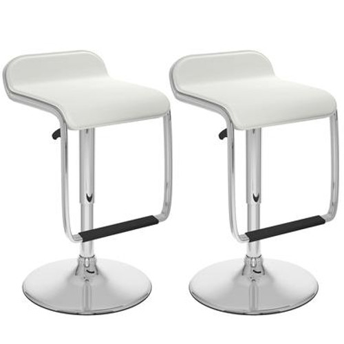 B-612-VPD Adjustable Bar Stool with Footrest in White Leatherette; set of 2