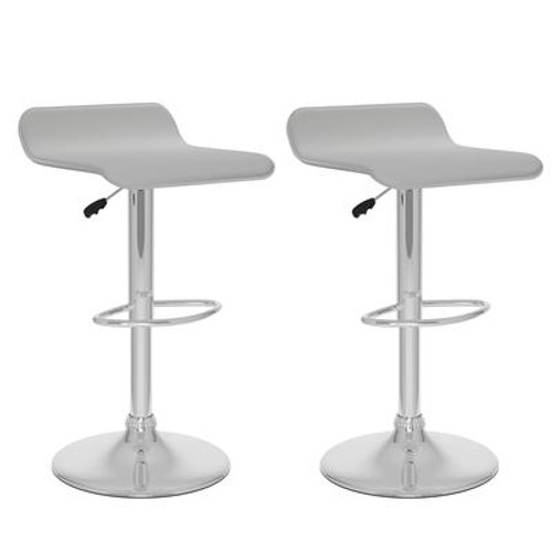 B-812-VPD Curved Adjustable Bar Stool in White Leatherette; set of 2