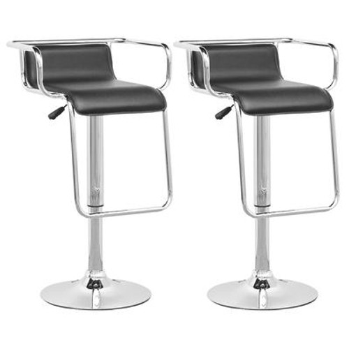 DPV-305-B Adjustable Barstool with Footrest in Black Leatherette; set of 2