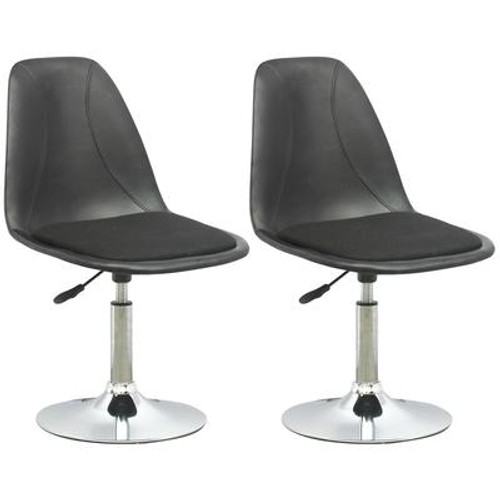 DPV-506-B Adjustable Barstool in Black Leatherette with Fabric Seat; set of 2
