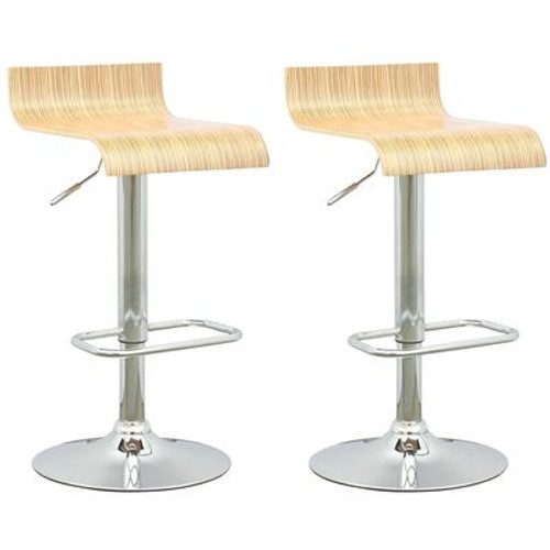 DWN-490-B Curved Seat Adjustable Barstool in Light Bentwood; set of 2