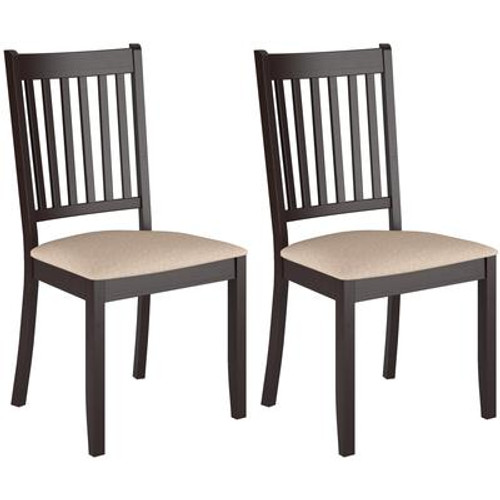 DAT-295-C Atwood Cappuccino Stained Dining Chairs with Microfiber Seat; Set of 2