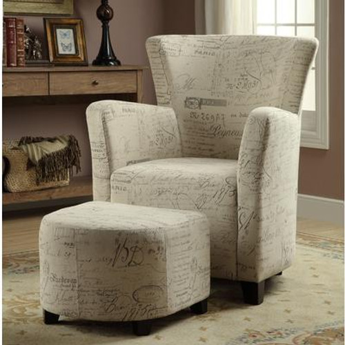 Alicia Club Chair with Ottoman White