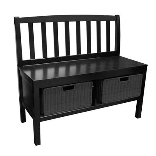 Madison Storage Bench with Baskets - Black